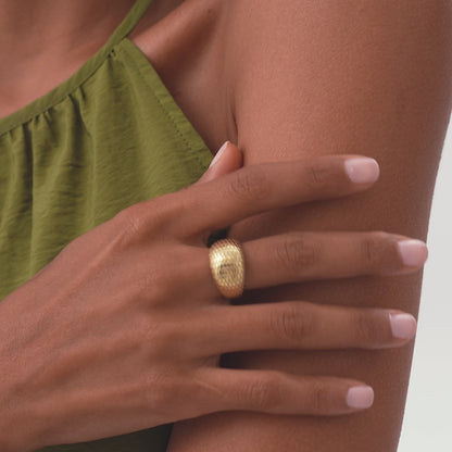 14K Solid Gold Snake Skin Ring | Chunky Textured Band | Unisex Statement Jewelry | VLOVE