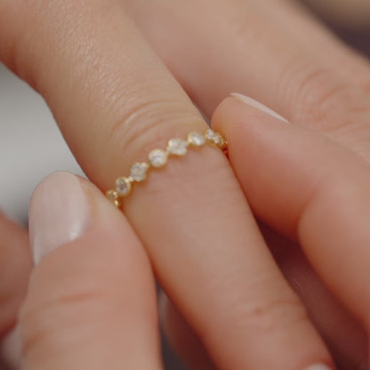 14K Diamond Eternity Bezel and Clover Ring | Four-Leaf Clover & Eternal Circle Design | Lucky Symbolism Jewelry | VLOVE