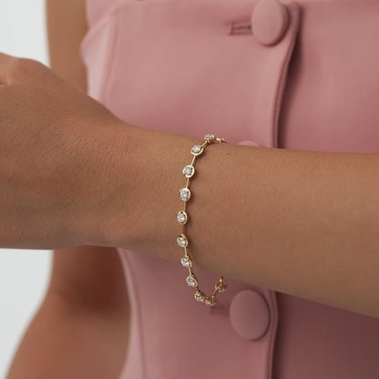 14k Round Lab Grown Diamond Bar Bracelet