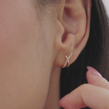 14k Moden X Design Diamond Studs