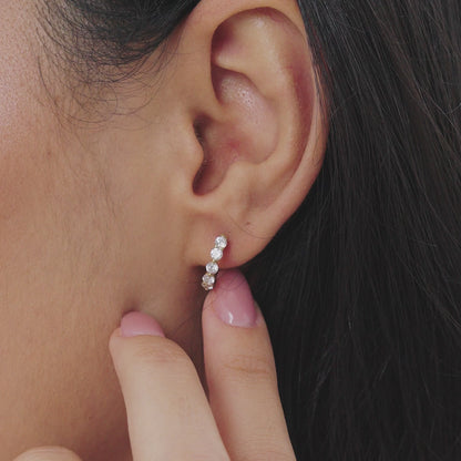 14k Shared Prong Diamond Hoops