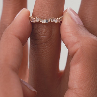 14k Asymetrical Baguette Diamonds Ring