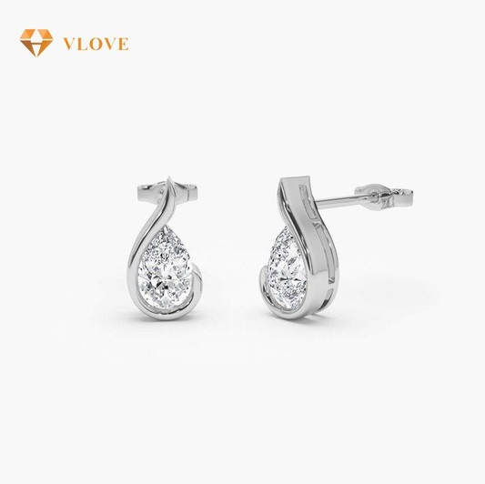 14K Pear Shaped Lab Grown Diamond Stud Earrings | 1.50 CTW Gold Earrings | Customizable Jewelry for Women | VLOVE