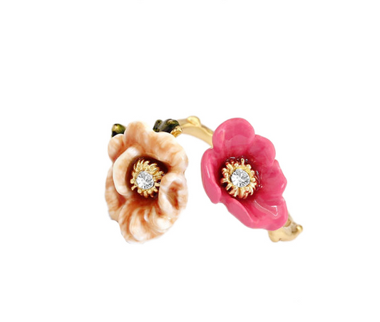 two-color flowers opening ring