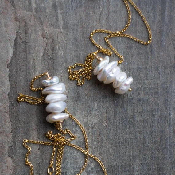 " Freshwater Pearl Jewelry Gold Necklace"
