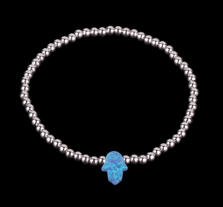 silver ball hamsa fashion bracelet
