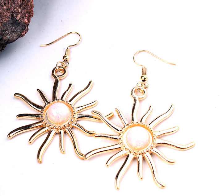 opal sunflower earring