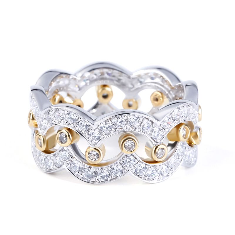 18K Solid Gold Diamond  Two-tone Ring