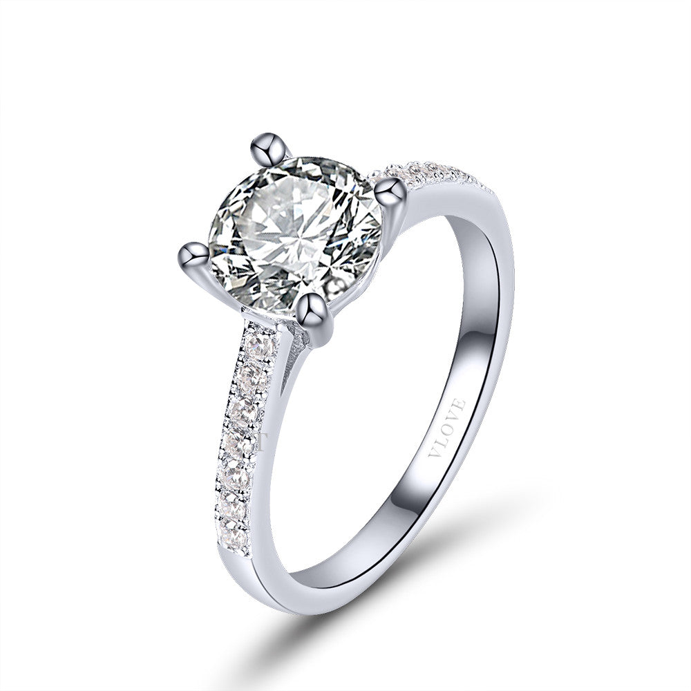 18K 纯金钻石订婚结婚永恒戒指