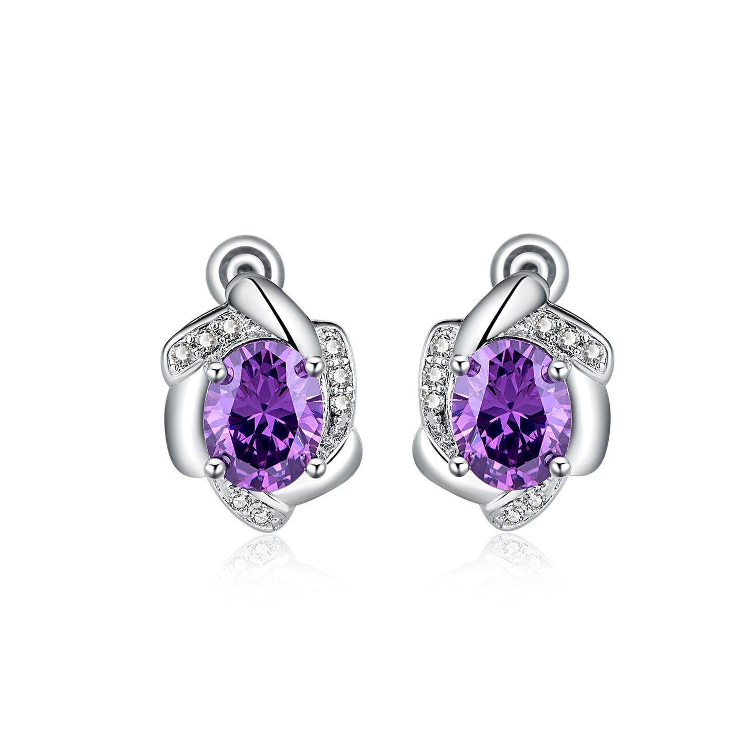 紫水晶生日石耳环