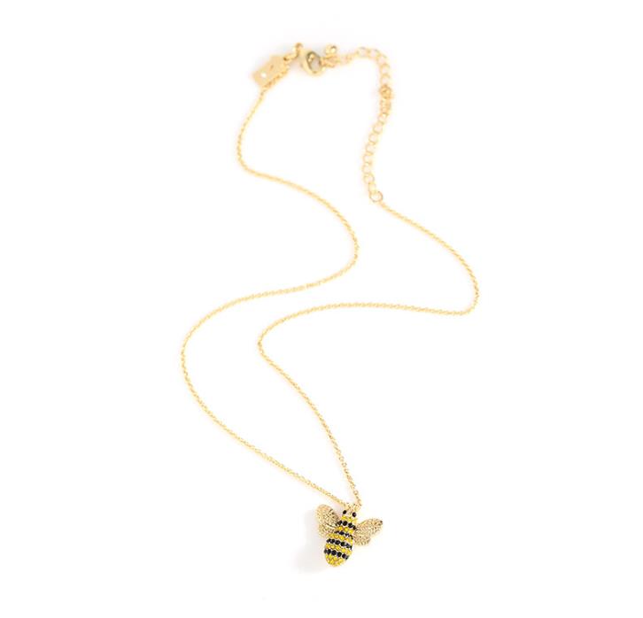 Goldenes Bienen-Halsketten-Ohrring-Set