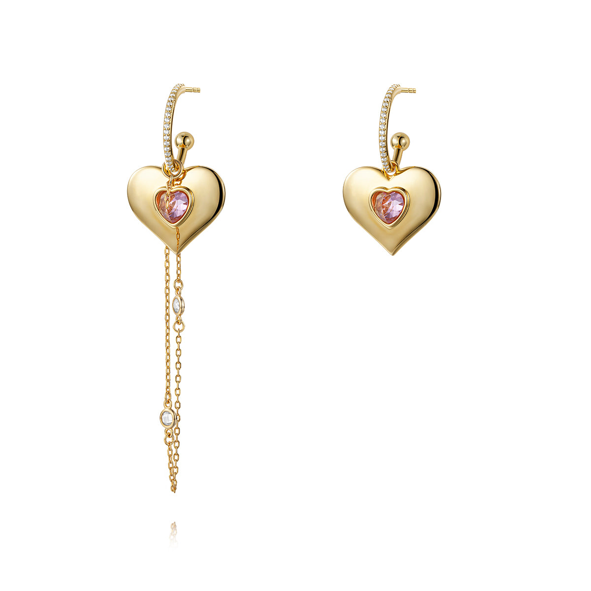 14K Solid Gold Heart Earrings