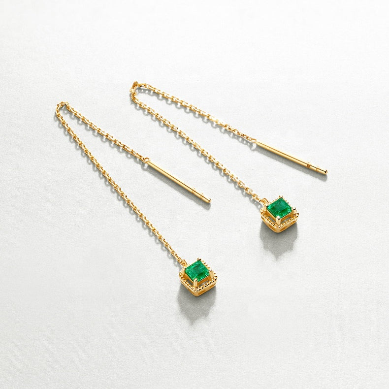 Smaragd-Ohrringe aus 14-karätigem Gold