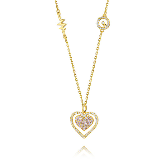 14K Gold Double Hearts Necklace