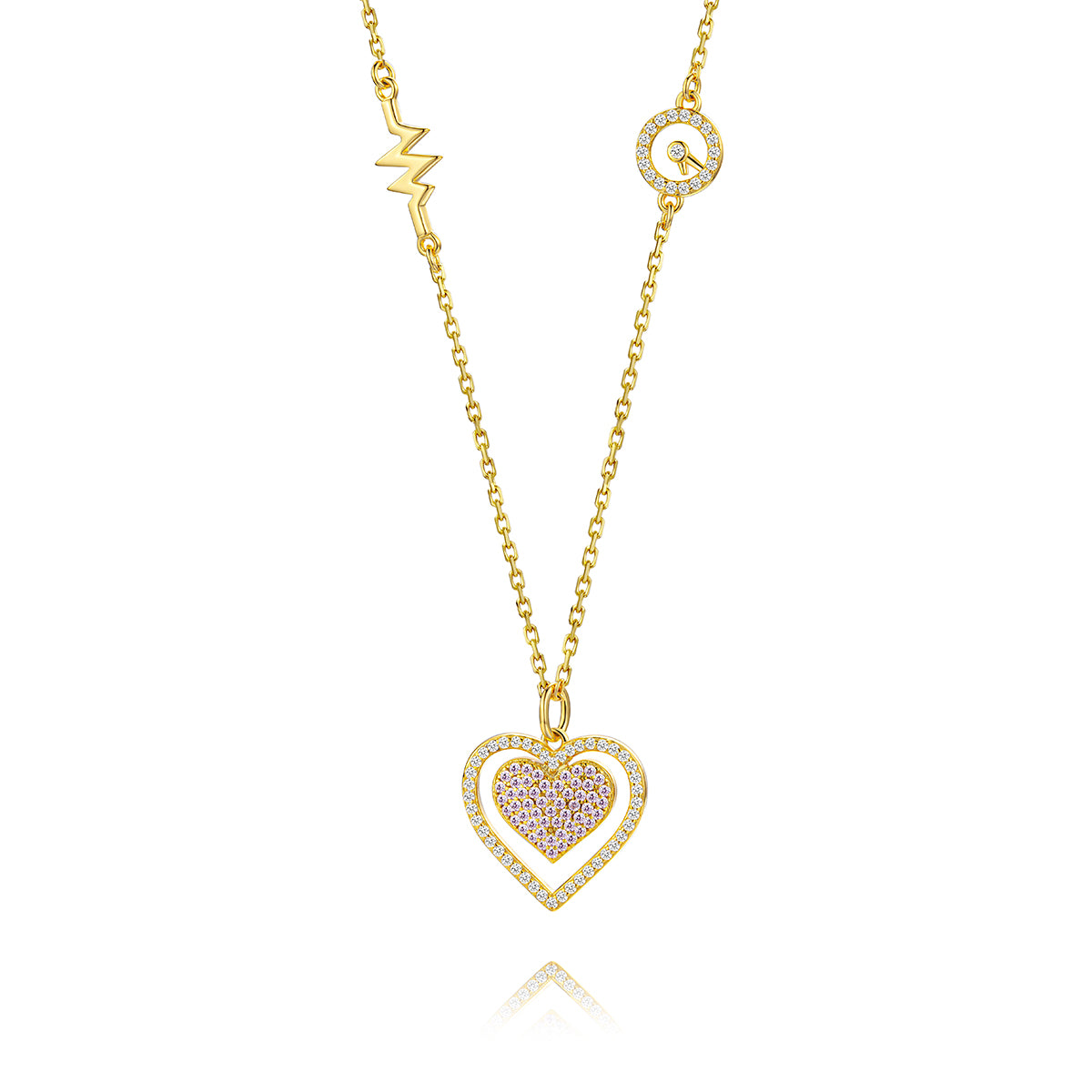 14K Gold Double Hearts Necklace