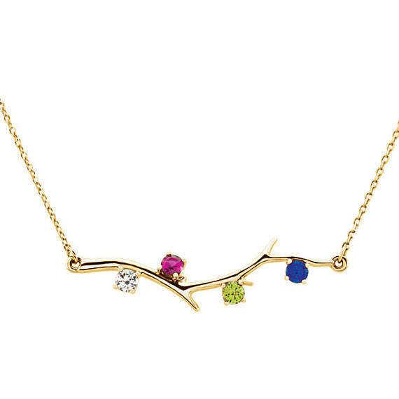 Family Branch Birthstone Gold Necklace