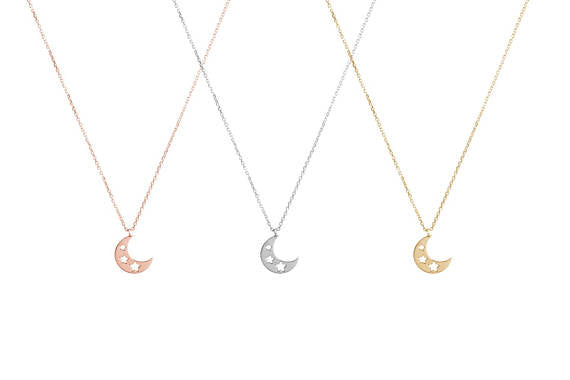 Moon and Star Gold Necklace