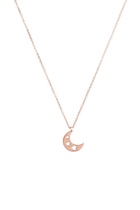 Moon and Star Gold Necklace
