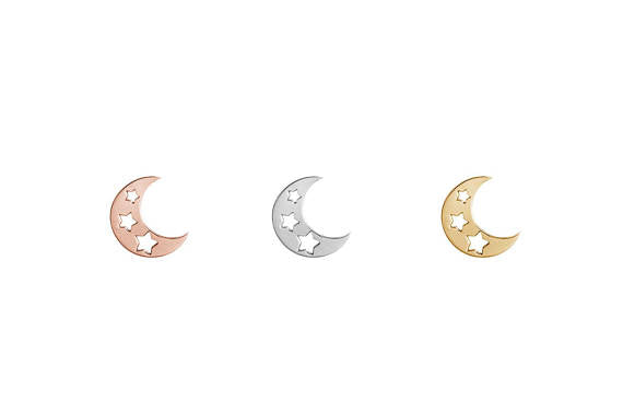 Goldohrringe mit Mond und Stern