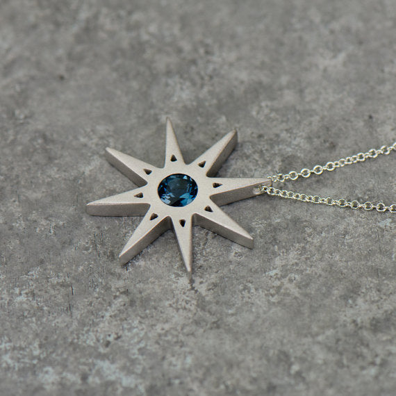 Star of David Sapphire Gold Necklace
